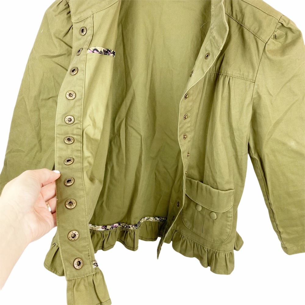 MOTTO Olive Army Green Jacket Ruffled XS - Picture 3 of 6